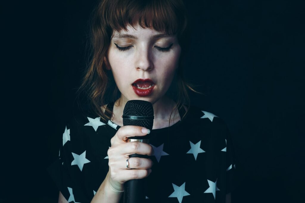 Young woman singing